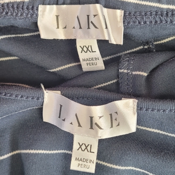 L A K E Pima Cotton Long-Long Set in Navy Boating Stripe Size XXL - Picture 12 of 13